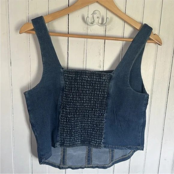 Maurices Cropped Denim Tank Top Blue Size XL - Picture 6 of 6